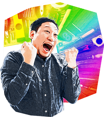 嬉しそうな男性