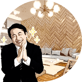 キレイな内装に喜ぶ男性